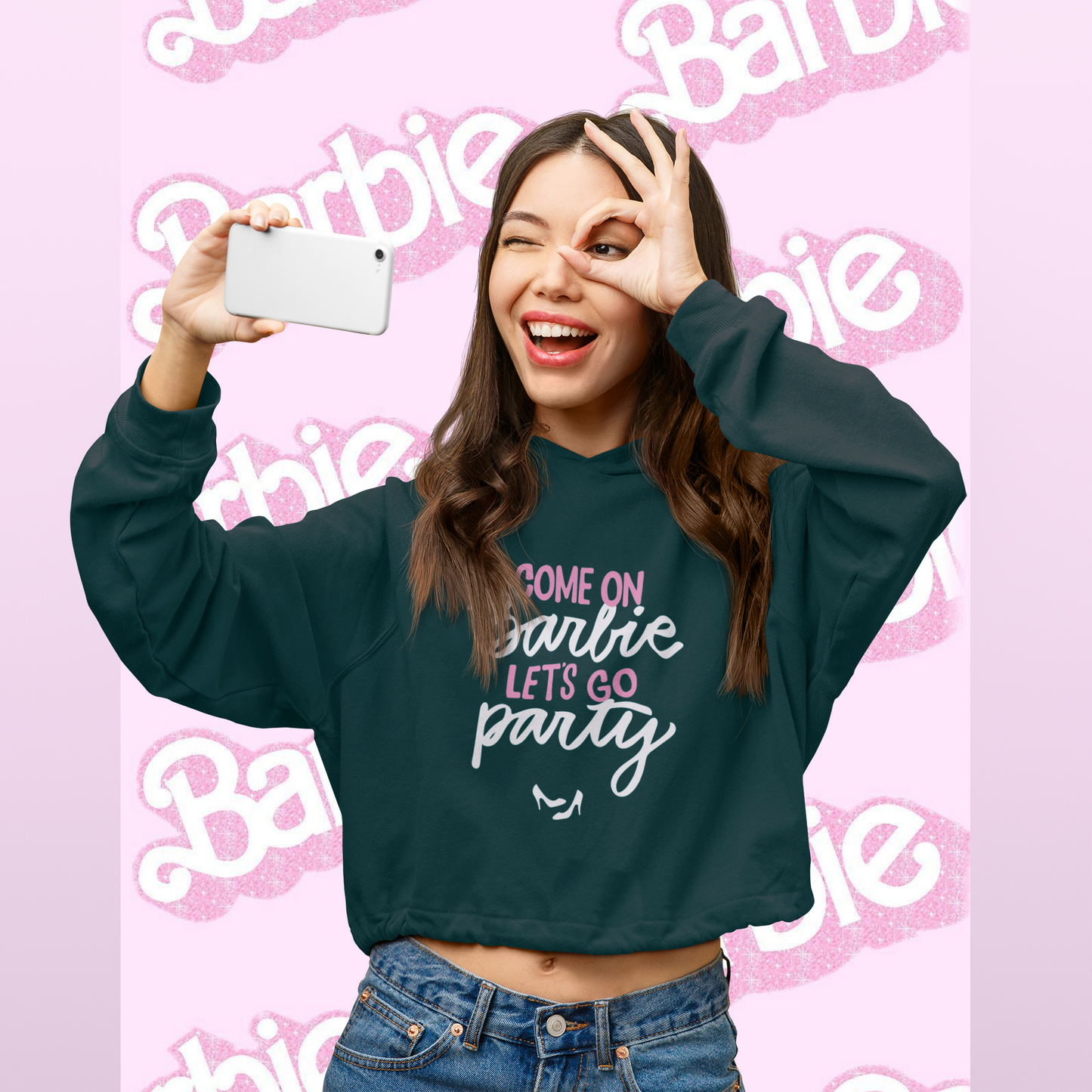 COME ON BARBIE LET'S GO PARTY | Crop Hoodie