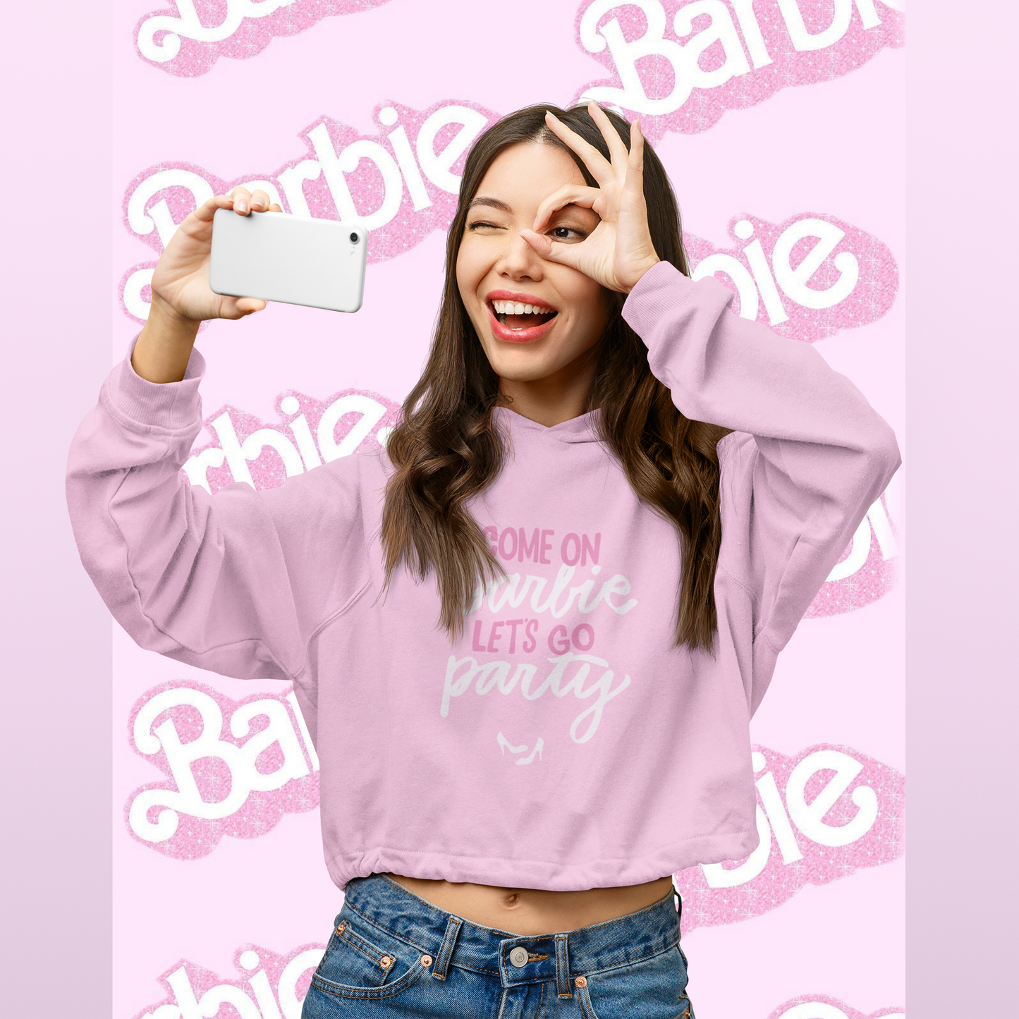 COME ON BARBIE LET'S GO PARTY | Crop Hoodie
