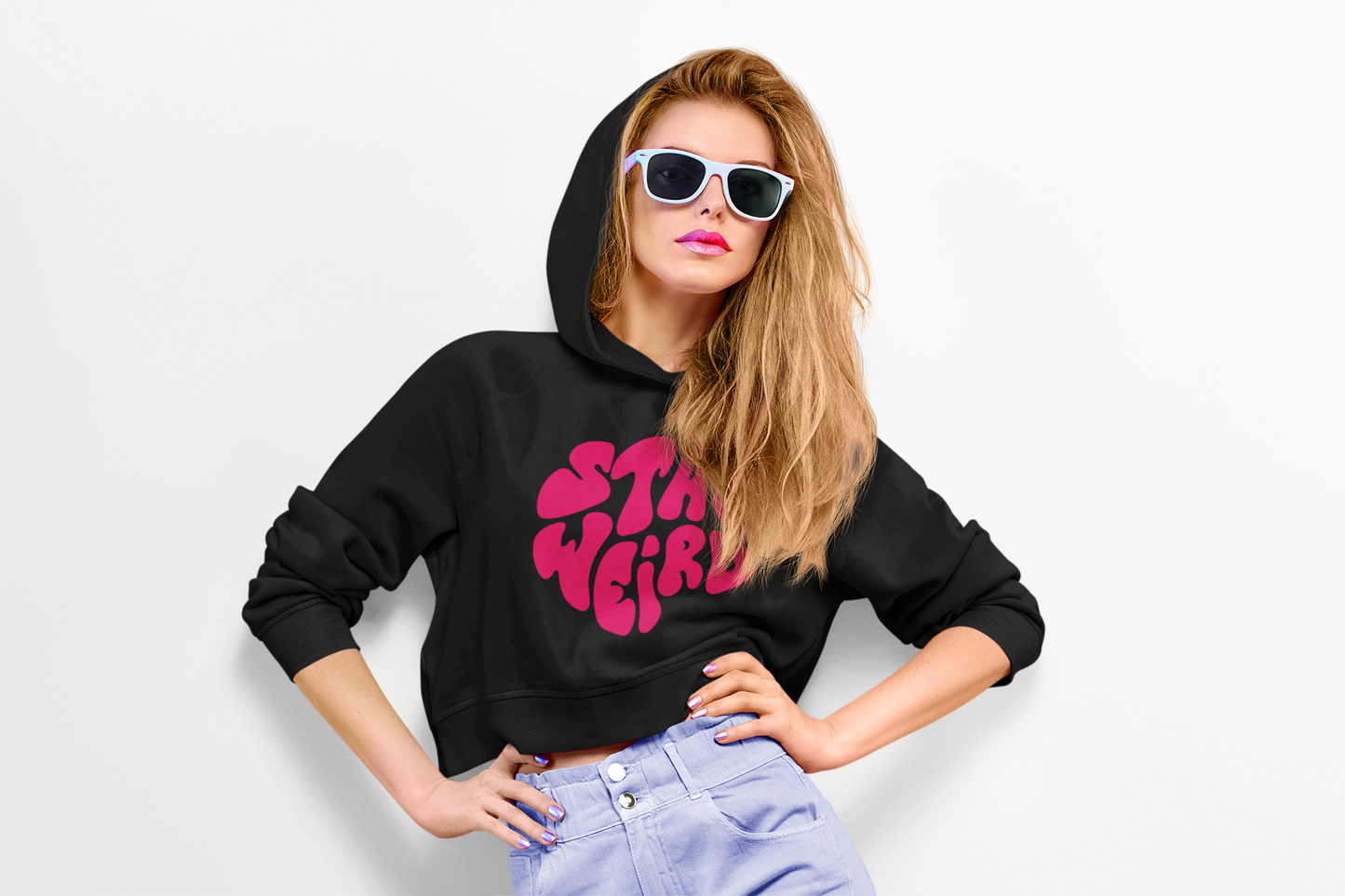 STAY WEIRD | Crop Hoodie