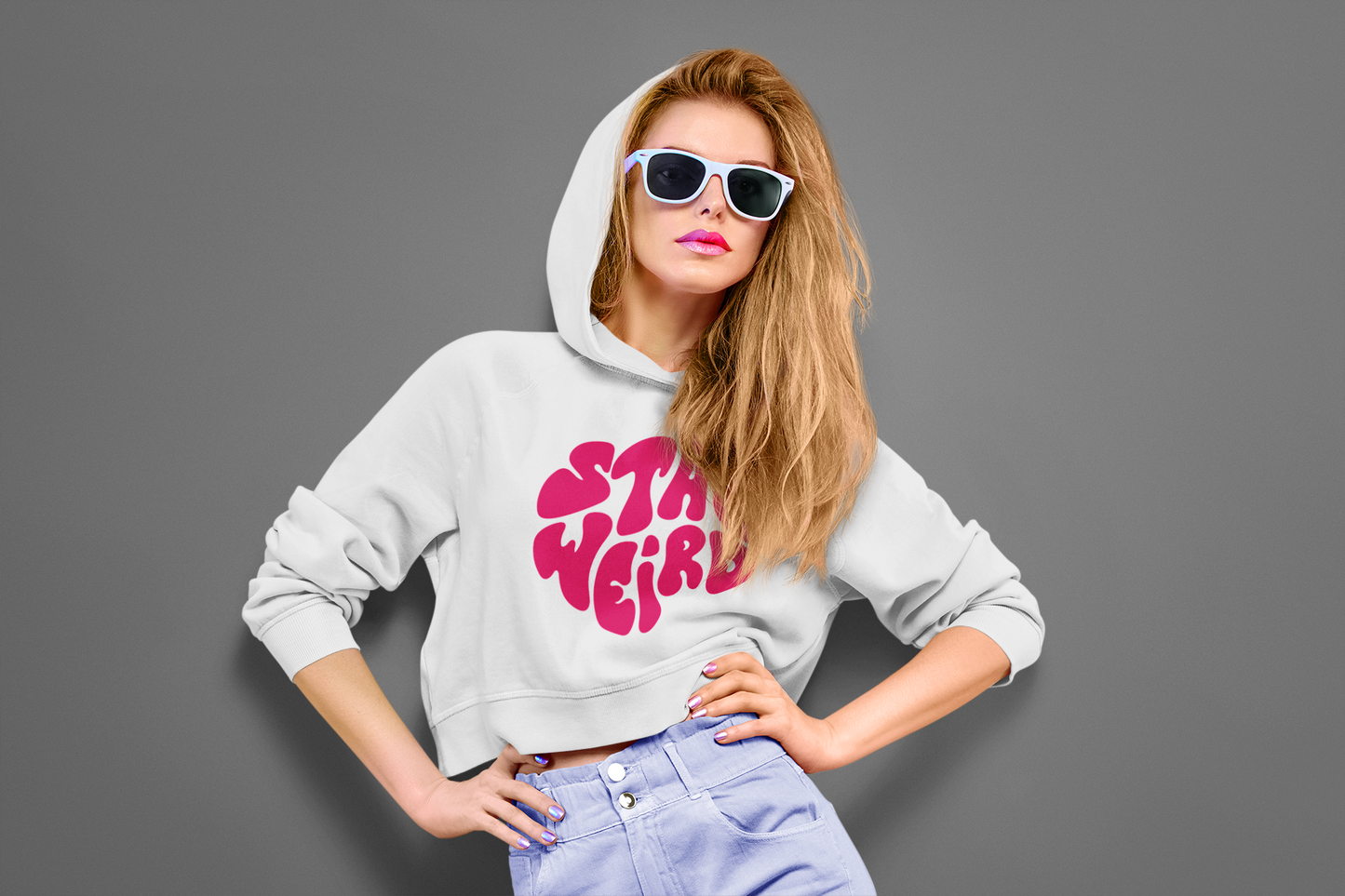 STAY WEIRD | Crop Hoodie