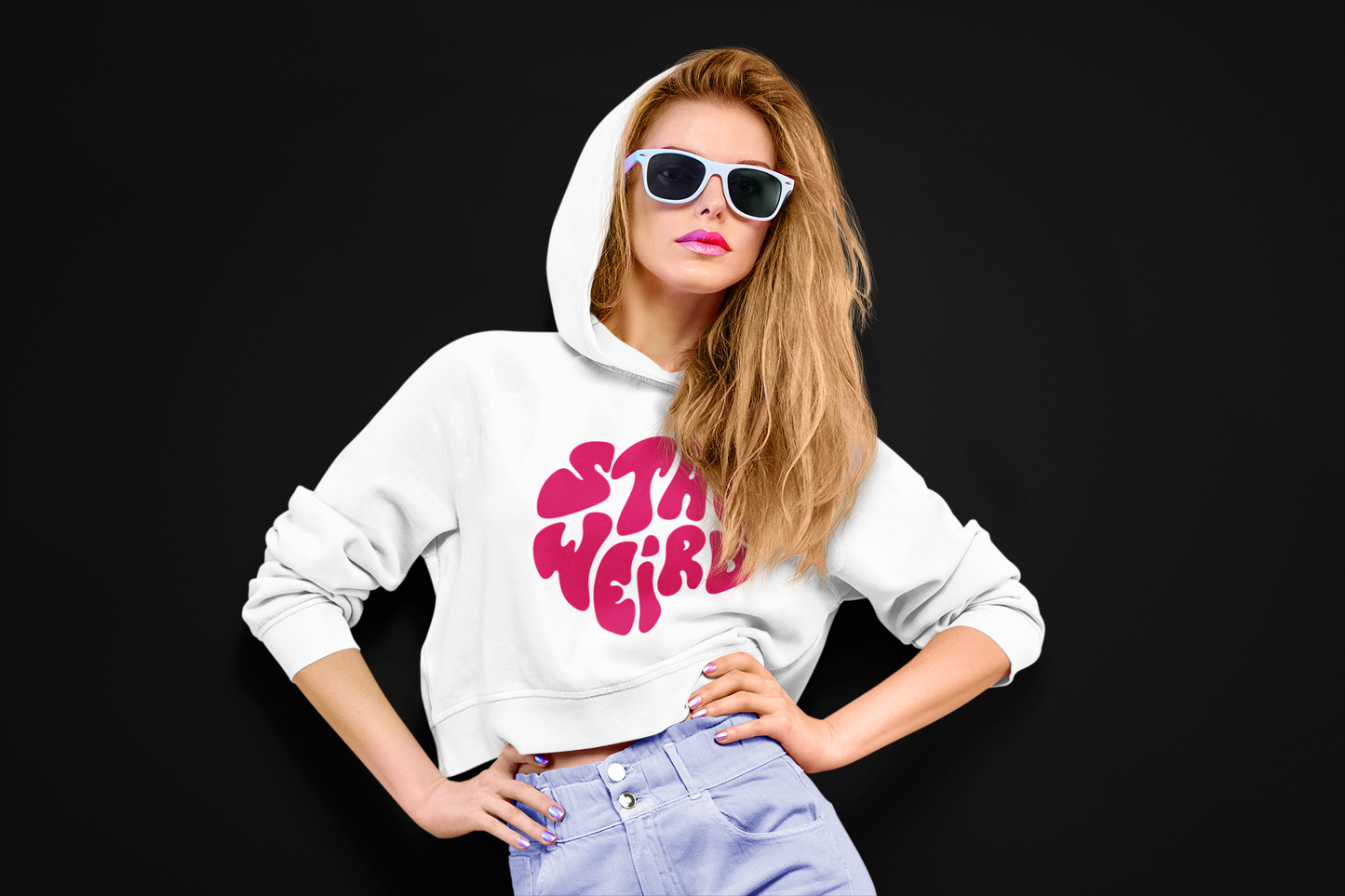 STAY WEIRD | Crop Hoodie